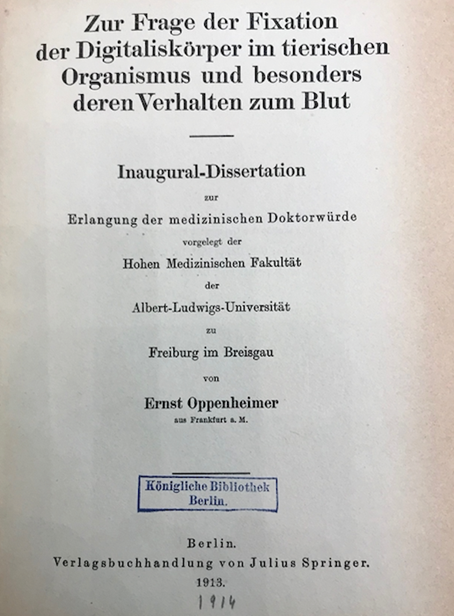 Titelblatt Dissertation 1913