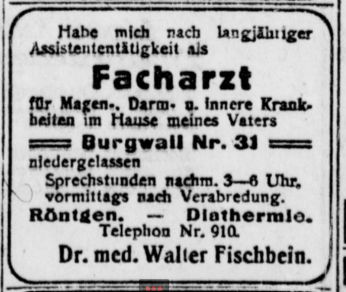 Anzeige Niederlassung. Quelle: Dortmunder Zeitung 21. Dezember 1922