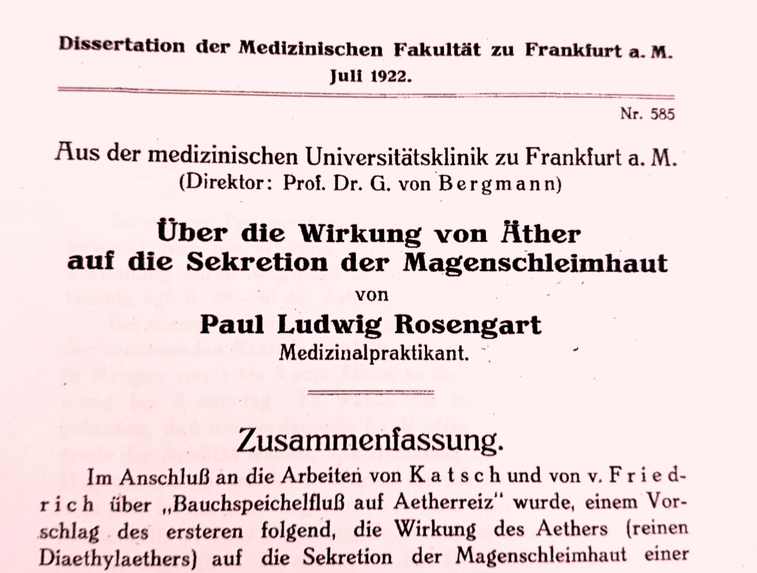 Dissertation 1922
