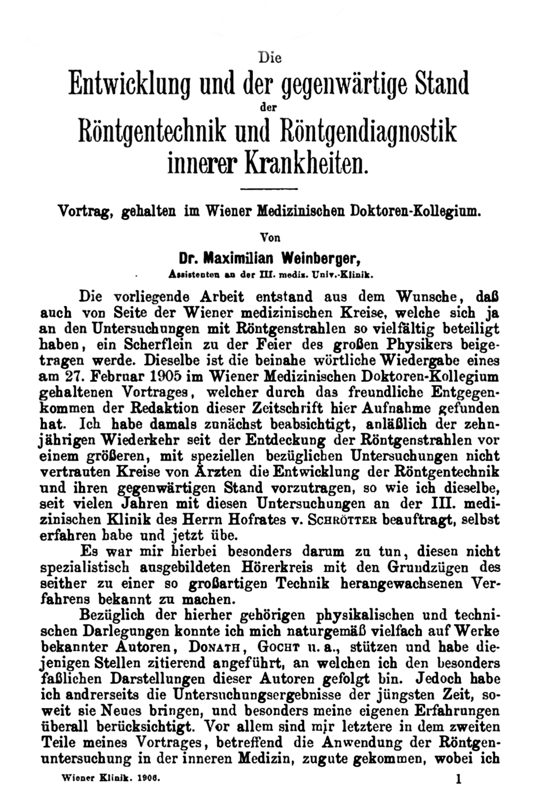 Wien. Klinik 1906; 32: 1-38.
